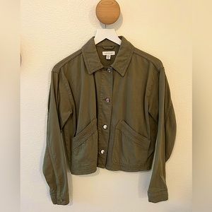 Topshop olive/army green waist cropped length jacket